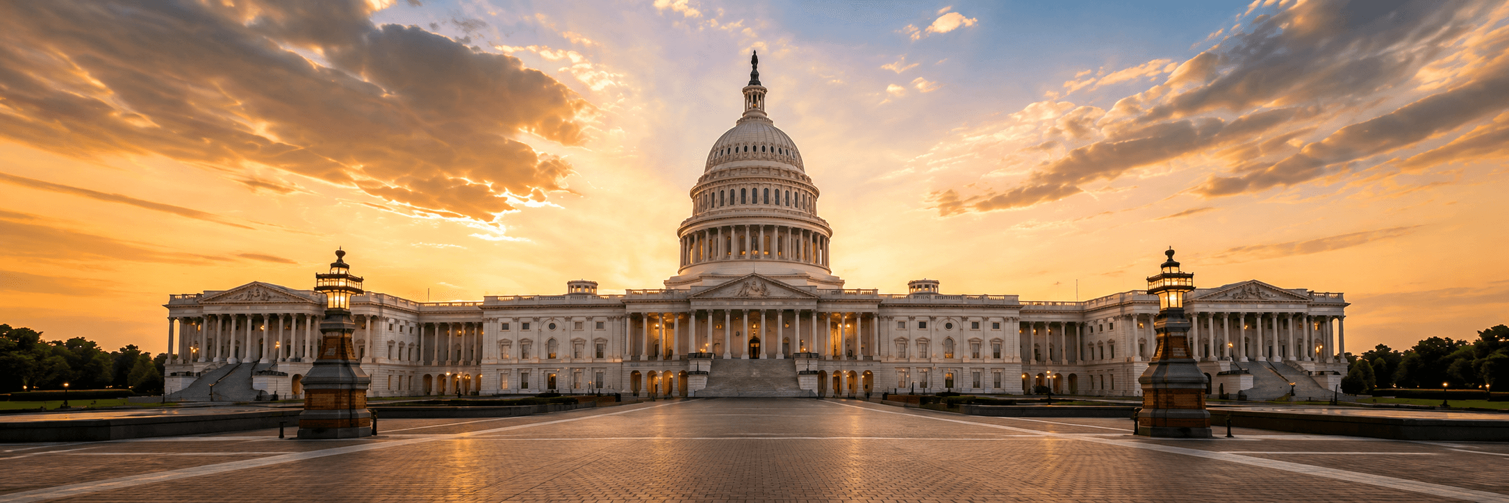 The United States Capitol dome at dusk